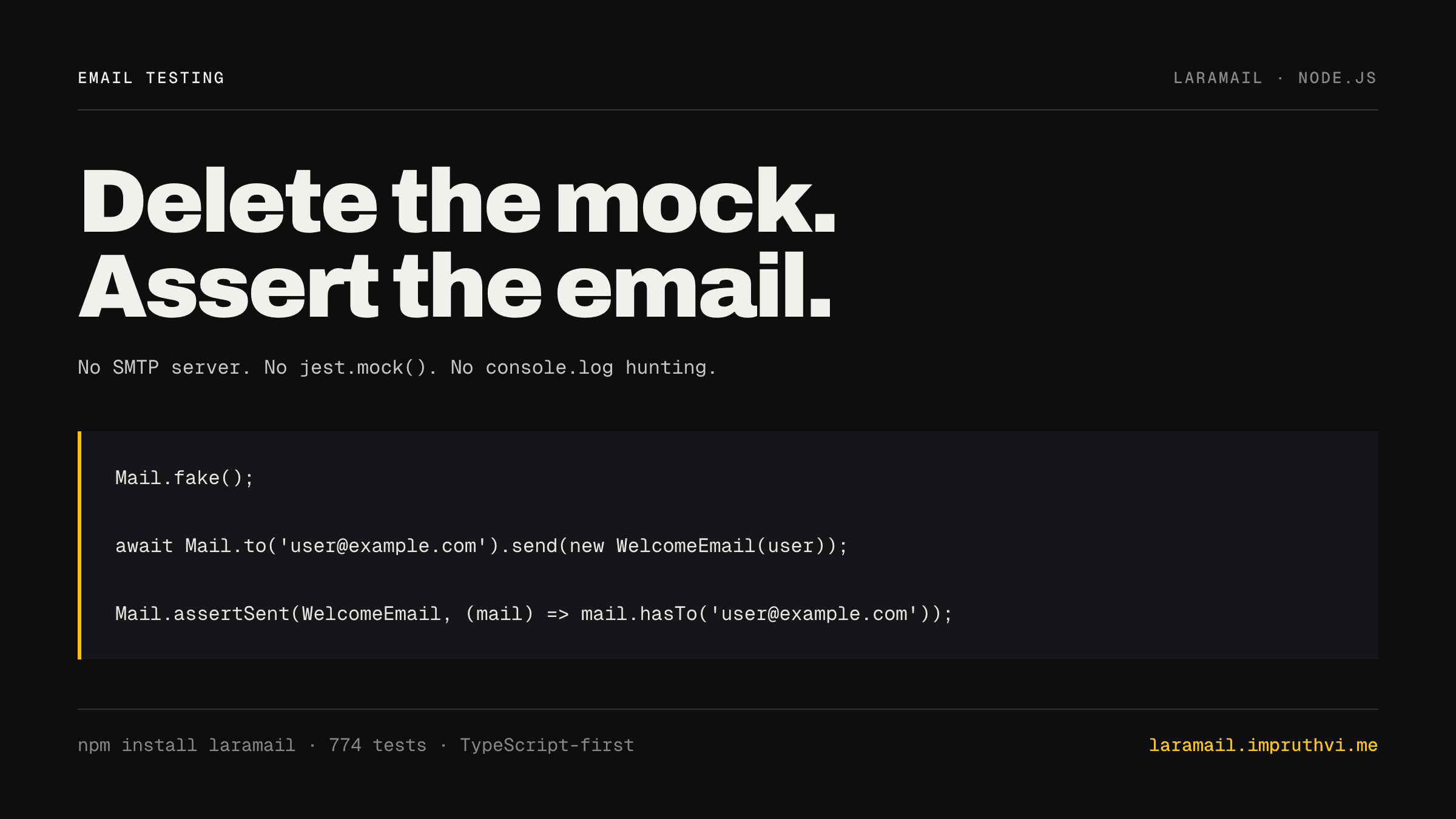 I got tired of janky nodemailer mocks on every project